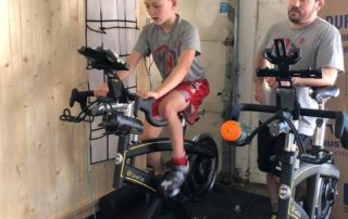 Wrestler using the CycleOps bikes at Midwest RTC's athlete performance lab